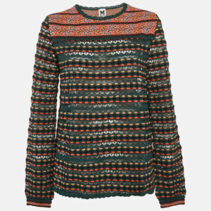 M Missoni Teal Blue Pointelle Knit Long Sleeve Knit Top S