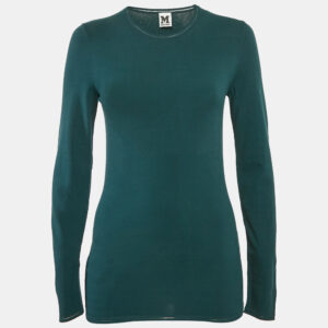 m missoni teal blue stretch knit crewneck sweatshirt m