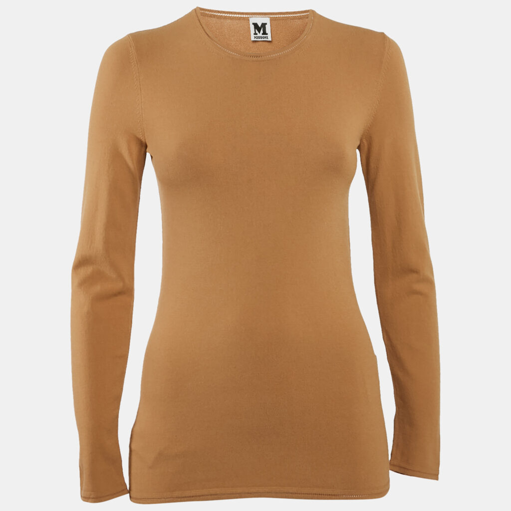 luxury-women-m-missoni-new-clothes-p1134658-003 M Missoni Beige Stretch Knit Crewneck Sweatshirt M