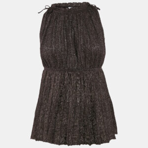 M Missoni Black/Pink Lurex Knit Pleat Detail Sleeveless Top S