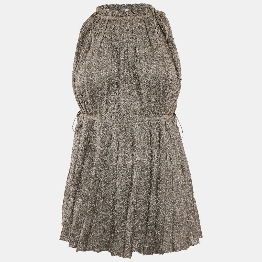 M Missoni Green Lurex Knit Pleat Detail Sleeveless Top L