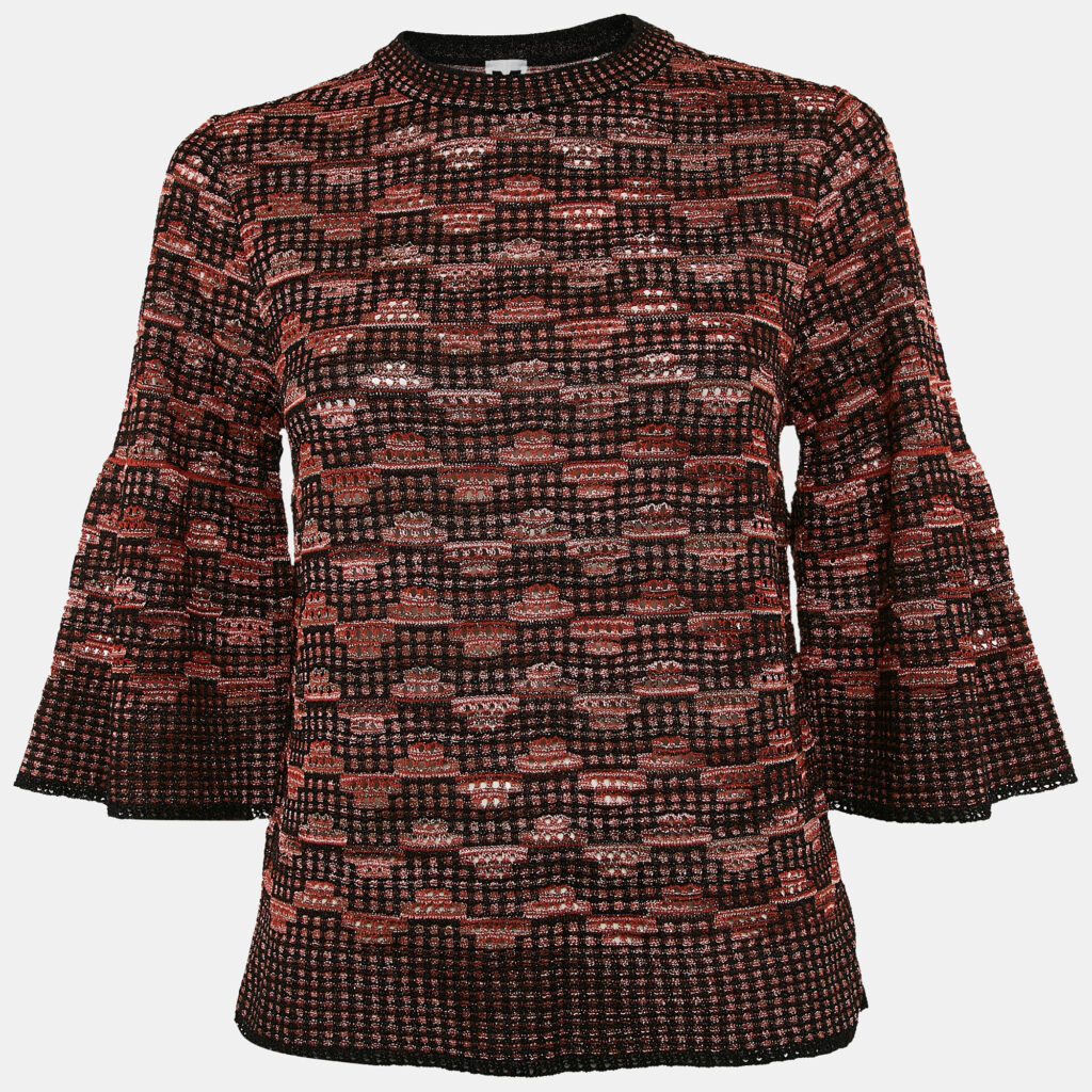 M Missoni Black/Multicolor Pinhole Pattern Knit Sweater Top S
