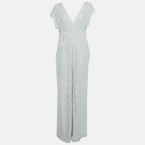 M Missoni Grey Lurex Stretch Knit Strappy Jumpsuit L