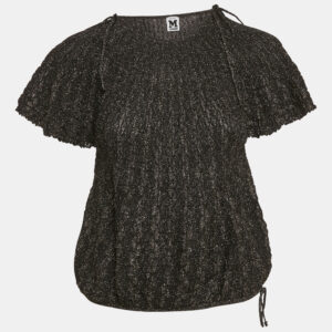 m missoni black lurex knit short sleeve top l