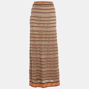 M Missoni Brown Stripe Pointelle Knit Maxi Skirt S