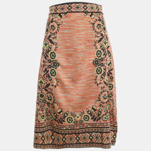 m missoni beige/black floral knit midi skirt m