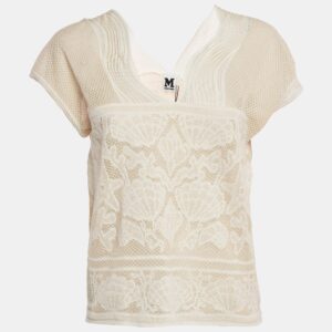 m missoni white lurex knit top l