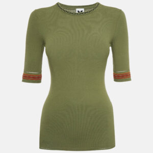 M Missoni Green Stretch Knit Crewneck Top S