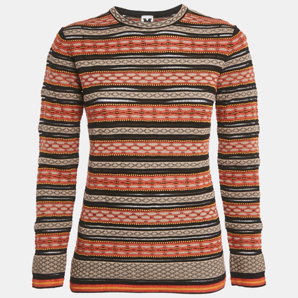 M Missoni Brown/Black Patterned Knit Top M