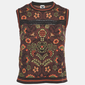 m missoni burgundy floral pattern knit sleeveless top s