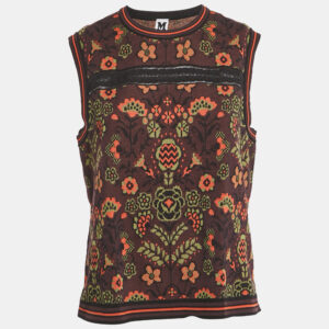 m missoni burgundy floral pattern knit sleeveless top l