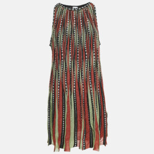 m missoni orange/green alga and bubble knit a-line mini dress m