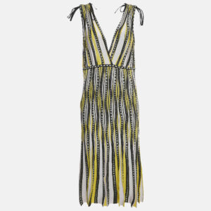 M Missoni Orange Lurex Knit Pleated Maxi Skirt M