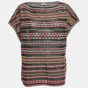 M Missoni Green Patterned Knit Short Sleeve Top L