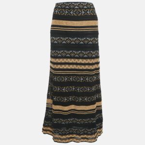 m missoni black/brown patterned knit maxi skirt m
