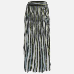 M Missoni Blue/Black Patterned Lurex Knit Maxi Skirt S
