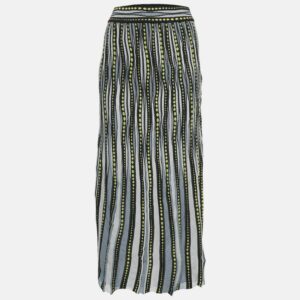 M Missoni Blue/Black Patterned Lurex Knit Maxi Skirt S