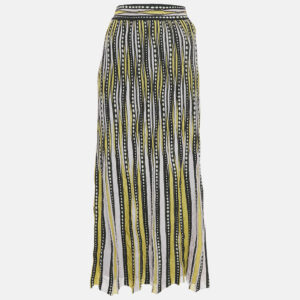 m missoni pink/black patterned lurex knit maxi skirt s