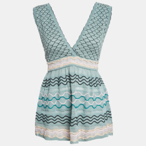 m missoni blue patterned knit sleeveless top m