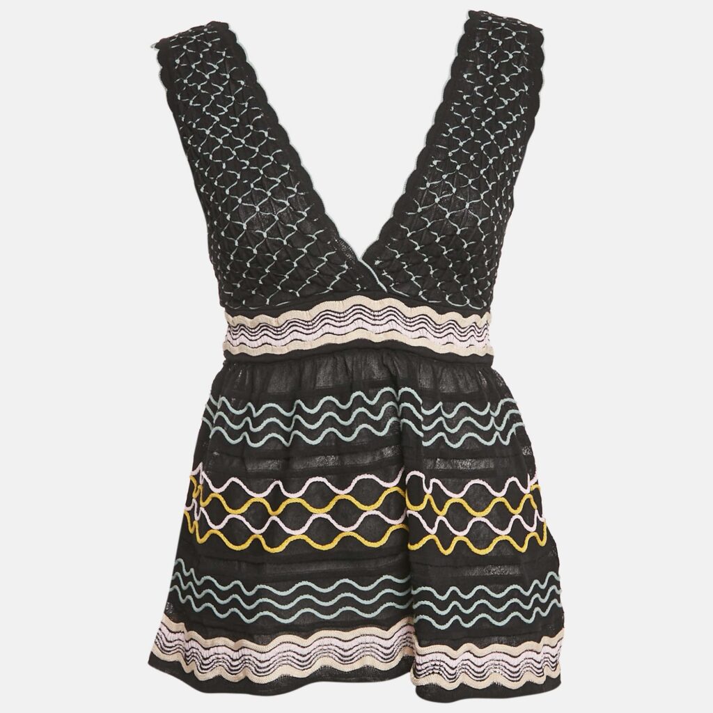 M Missoni Black Patterned Knit Sleeveless Sweater Top M