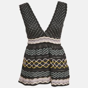 M Missoni Black Patterned Knit Sleeveless Sweater Top S