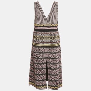 m missoni metallic lurex patterned knit v-neck sleeveless dress l
