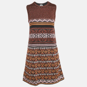 M Missoni Metallic Lurex Patterned Knit Sleeveless Mini Dress S