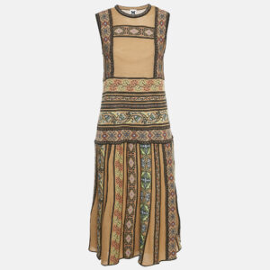 m missoni brown/multicolor patterned knit sleeveless midi dress l