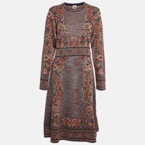 m missoni patterned knit long sleeve midi dress l