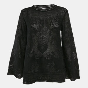 M Missoni Black Textured Knit Sheer Long Sleeve Top S