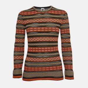 M Missoni Multicolor Stripe Patterned Knit Long Sleeve Top L