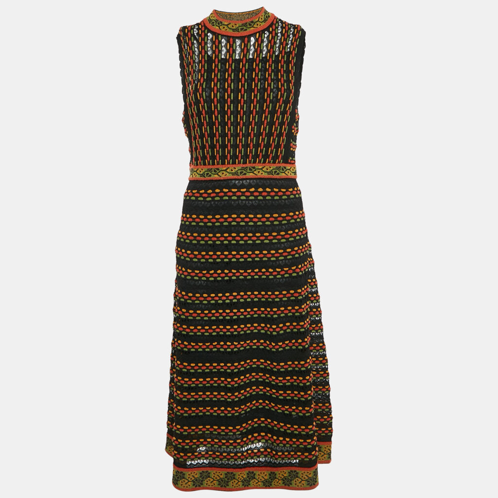 M Missoni Multicolor Patterned Knit Sleeveless Midi Dress M