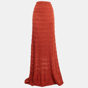 M Missoni Orange Patterned Knit Maxi Skirt L