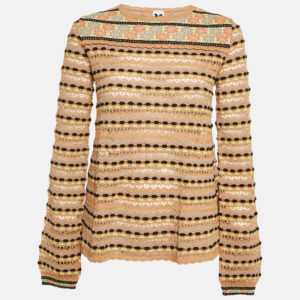M Missoni Beige/Multicolor Pattern Knit Long Sleeve Top M