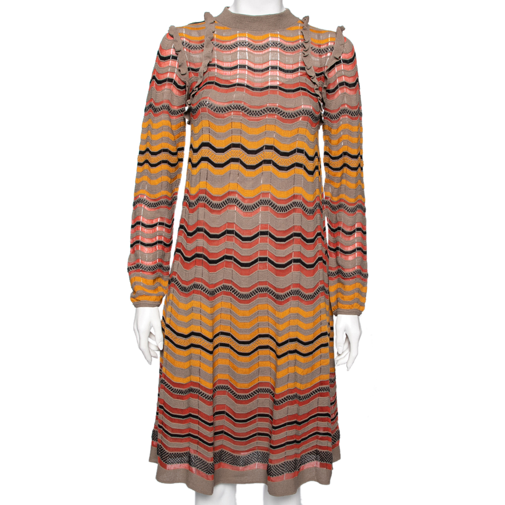 luxury-women-m-missoni-new-clothes-p588926-008-2 M Missoni Multicolor Wave Perforated Pattern Knit Ruffle Detailed Midi Dress S