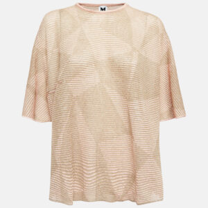 M Missoni Metallic Pink Lurex Knit Top XL