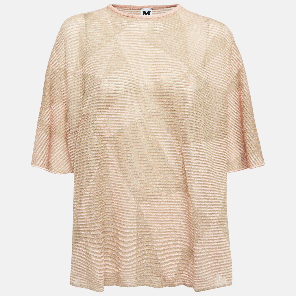 M Missoni Metallic Pink Lurex Knit Top XL