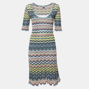 M Missoni Grey/Multicolor Wave Patterned Lurex Knit Dress M