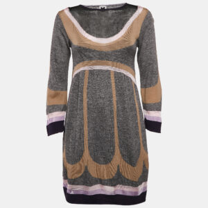 M Missoni Multicolor Pattern Wool Blend Knit Knee-Length Dress S