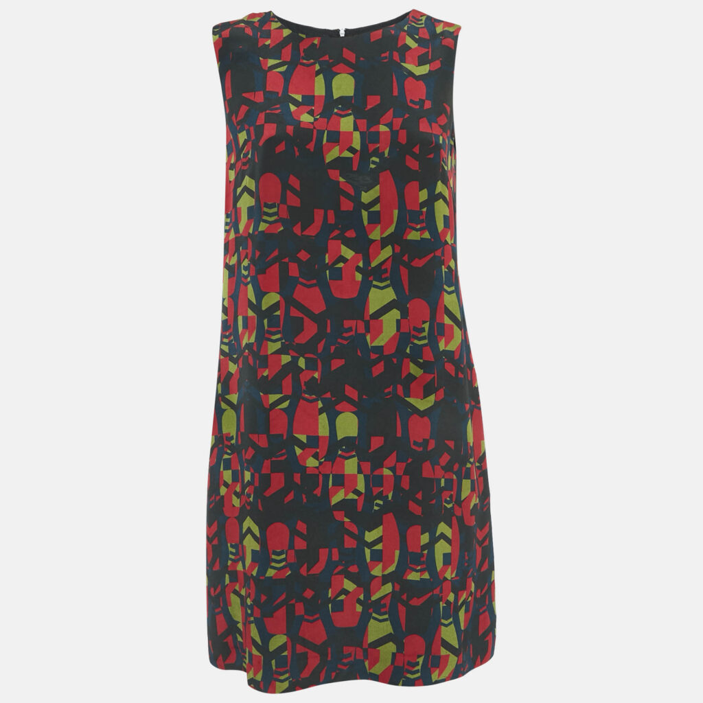 luxury-women-m-missoni-used-clothes-p1111340-007 M Missoni Red Printed Silk Shift Mini Dress M