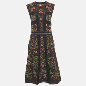 m missoni multicolor/burgundy patterned knit sleeveless dress l