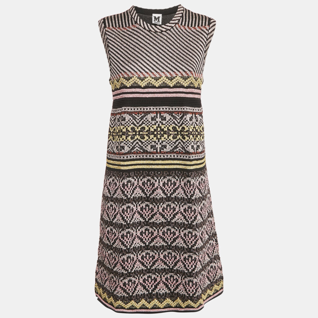 M Missoni Metallic/Black Lurex Knit Sleeveless Dress S