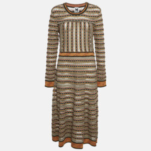 M Missoni Beige/Multicolor Patterned Knit Midi Dress M