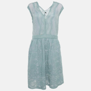M Missoni Blue Lurex Patterned Knit Sleeveless Short Dress L