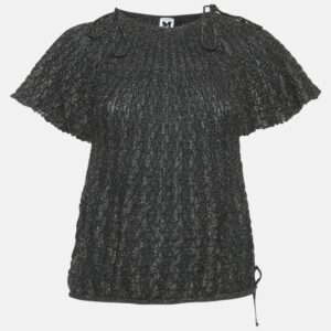 M Missoni Black/Metallic Patterned Lurex Knit Top L