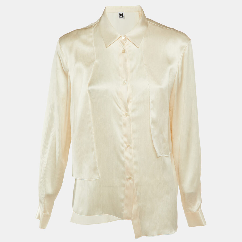 luxury-women-m-missoni-used-clothes-p1142395-001 M Missoni Cream Silk Button Front Layered Shirt M