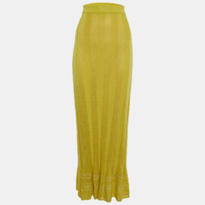 m missoni yellow ribbed knit maxi skirt m