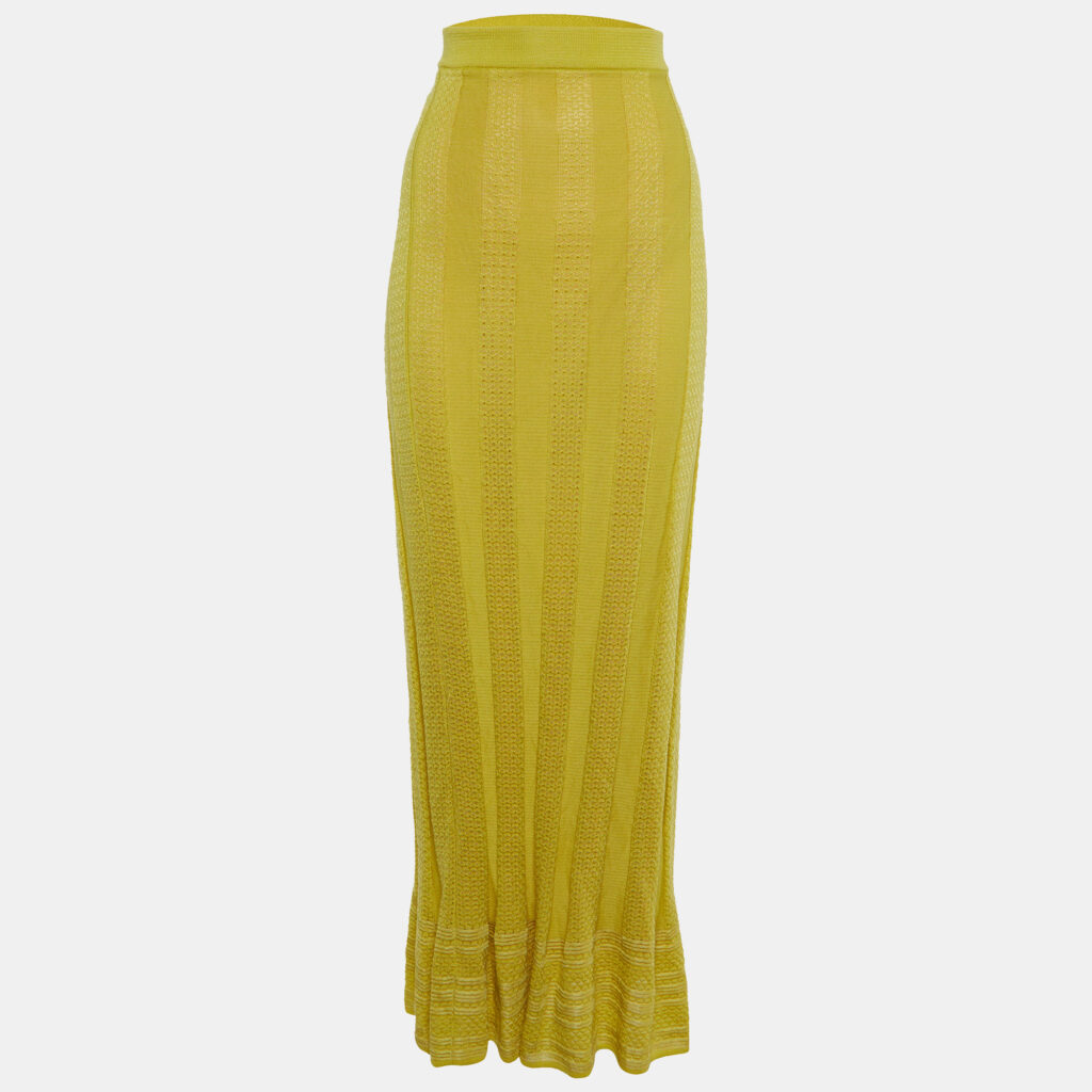 luxury-women-m-missoni-used-clothes-p1148080-004.jpg M Missoni Yellow Ribbed Knit Maxi Skirt M