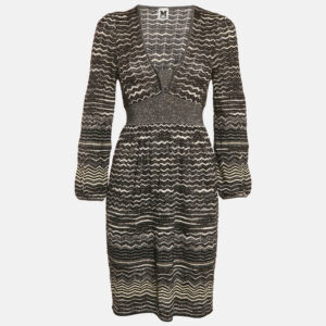 M Missoni Black Patterned Lurex Knit Mini Dress M