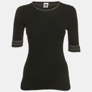 M Missoni Black Stretch Knit Short Sleeve Top S
